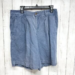 VTG Tommy Bahama Relax Men's Sz 34 Pleated Front Linen Shorts Blue Slit Pocket